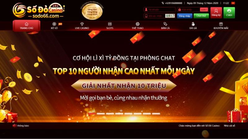 Giao diện trang chủ của nhà cái với mục đăng ký dễ nhìn